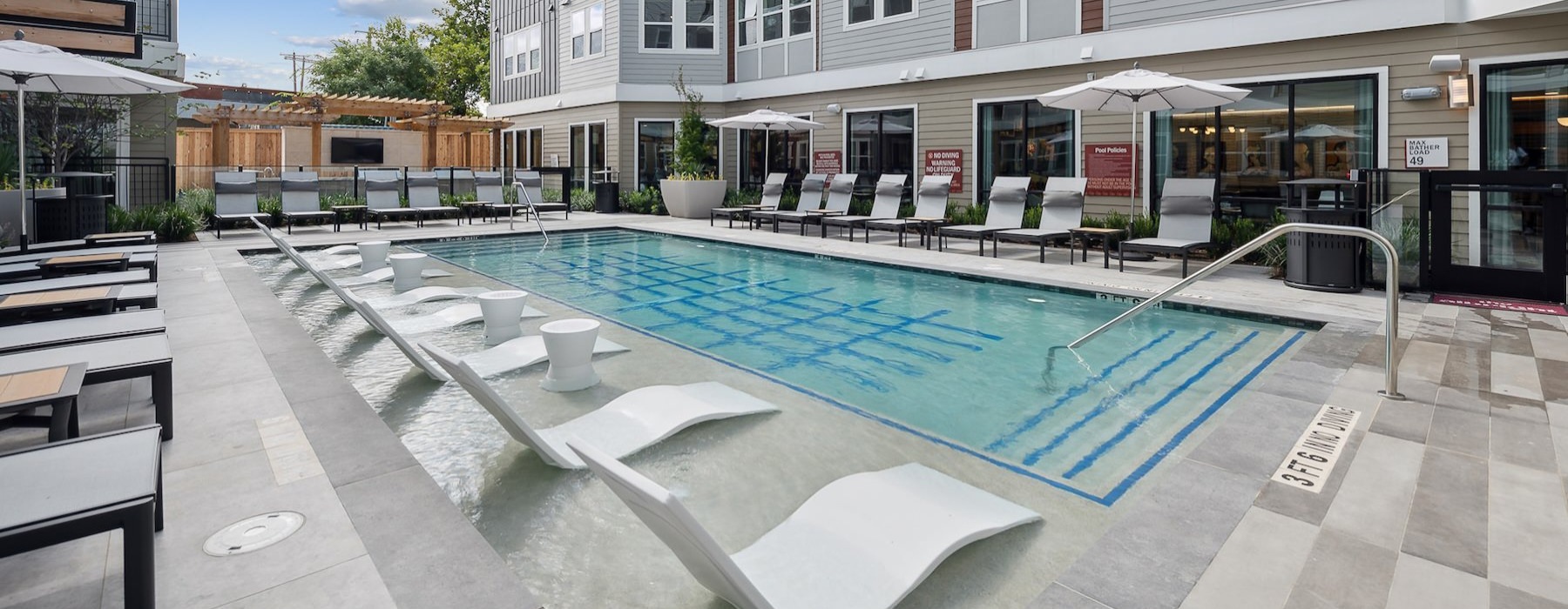 a swimming pool in a courtyard