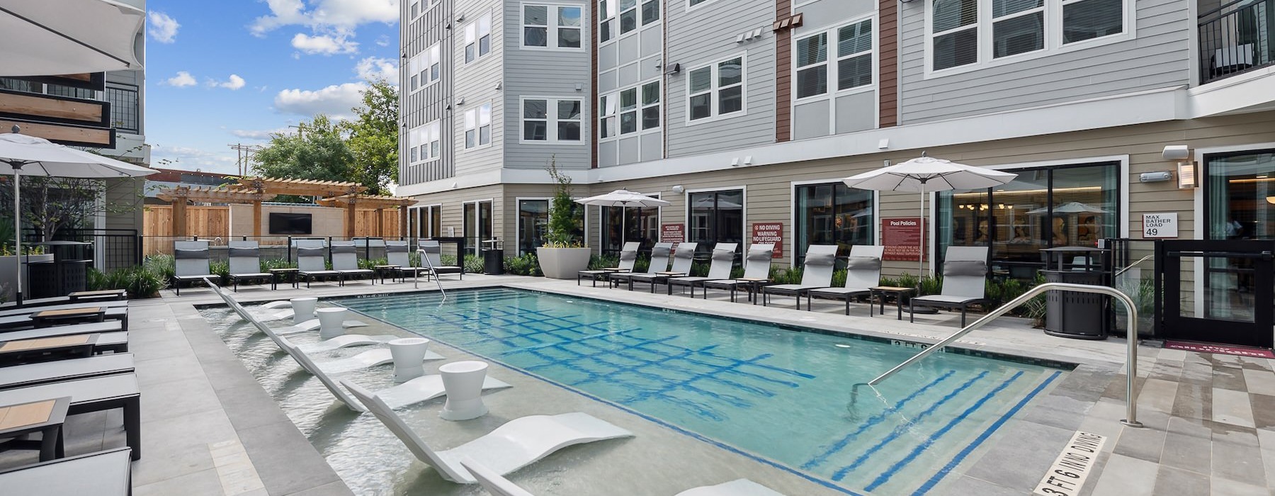 a swimming pool in a courtyard