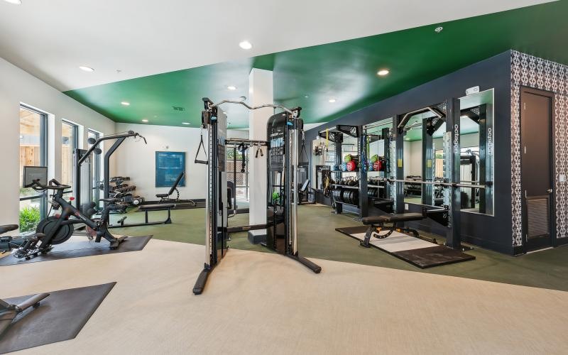 a gym with exercise equipment